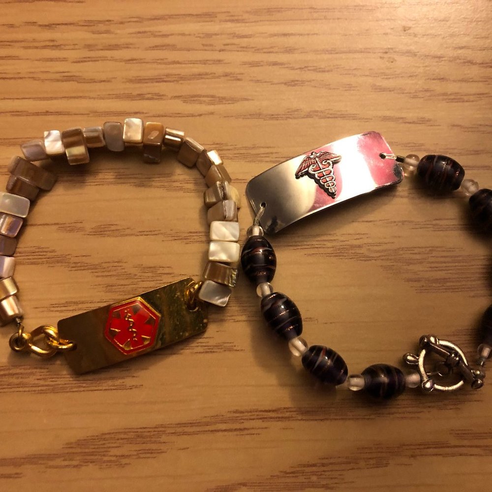 ** 3/$21 **   Vintage Medical Alert Bead Bracelets